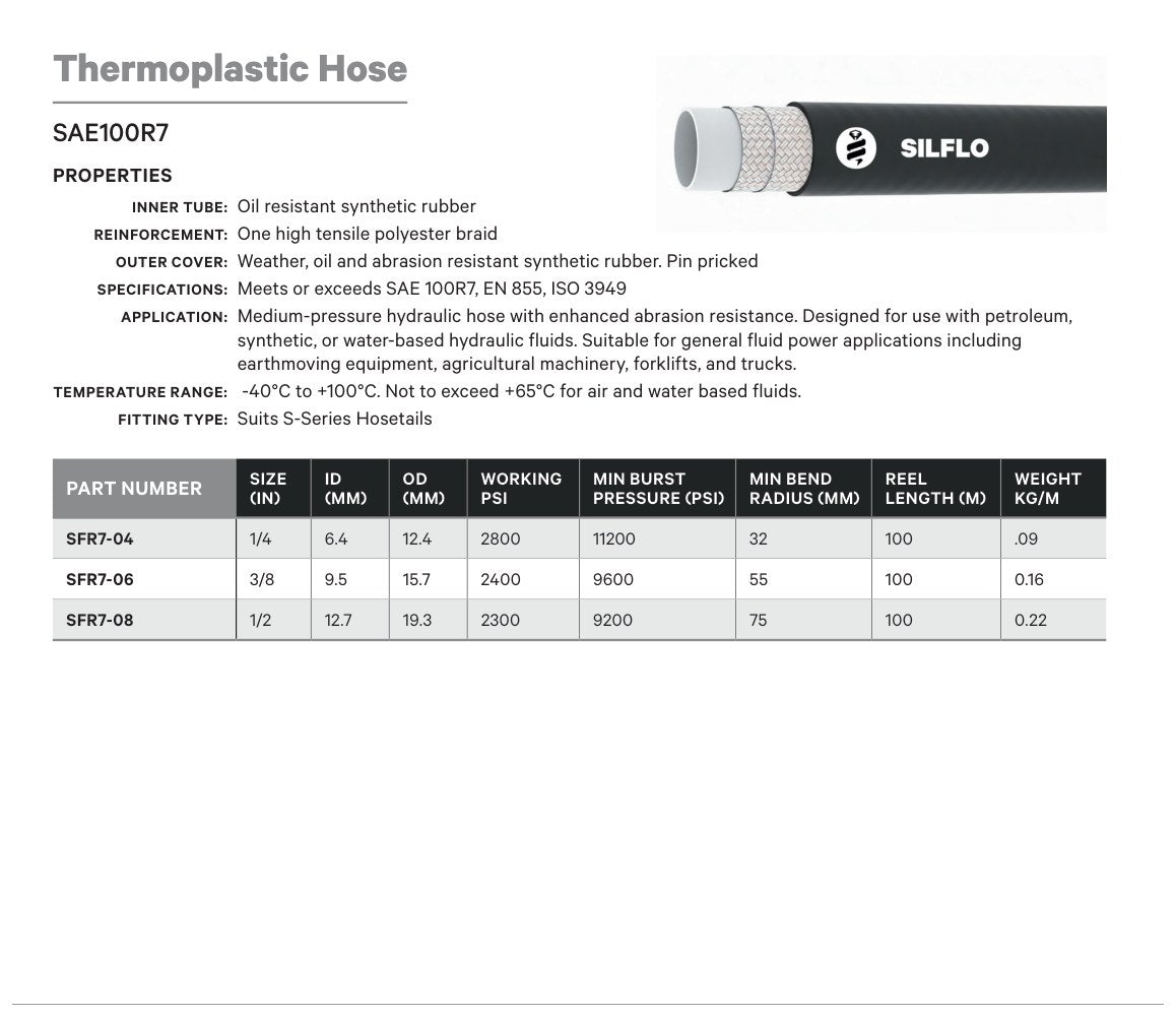 THERMOPLASTIC HOSE | SFR7 - TECHNICAL DETAILS