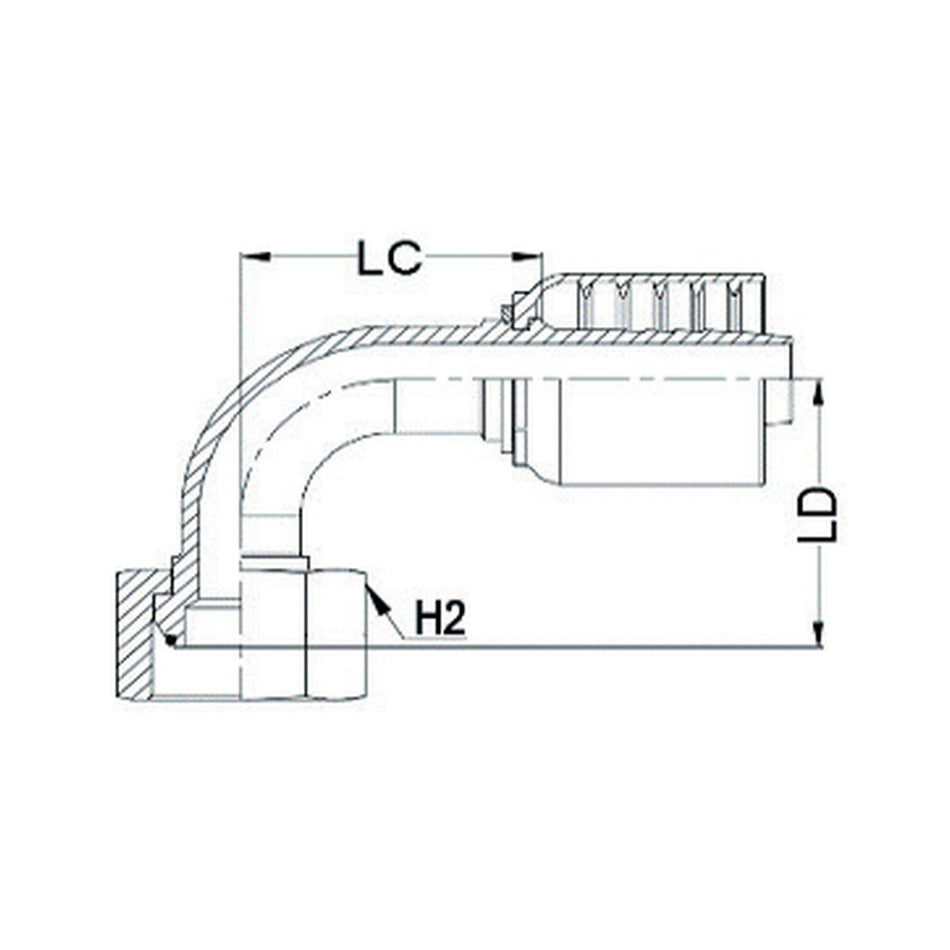 BSPP J SERIES (HIGH PRESSURE) | Female 90¡ Swept - PRODUCT IMAGE