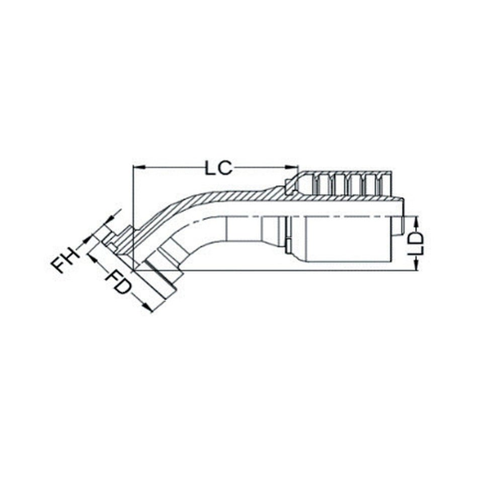 SAE CODE 61 J SERIES (HIGH PRESSURE) | 45¡ Swept - PRODUCT IMAGE