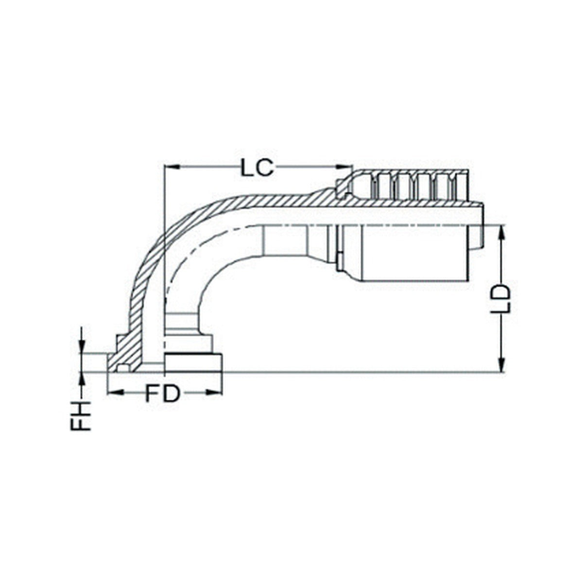 SAE CODE 61 J SERIES (HIGH PRESSURE) | 90¡ Swept - PRODUCT IMAGE