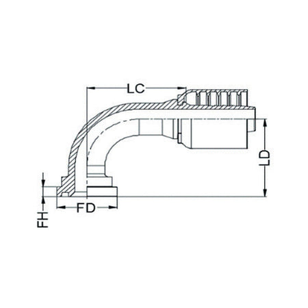 SAE CODE 61 J SERIES (HIGH PRESSURE) | 90¡ Swept - PRODUCT IMAGE