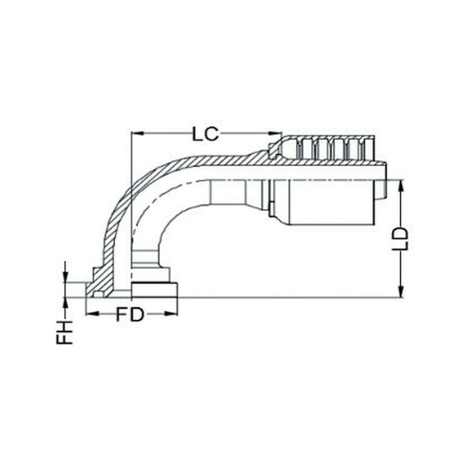 SAE CODE 61 J SERIES (HIGH PRESSURE) | 90¡ Swept - PRODUCT IMAGE