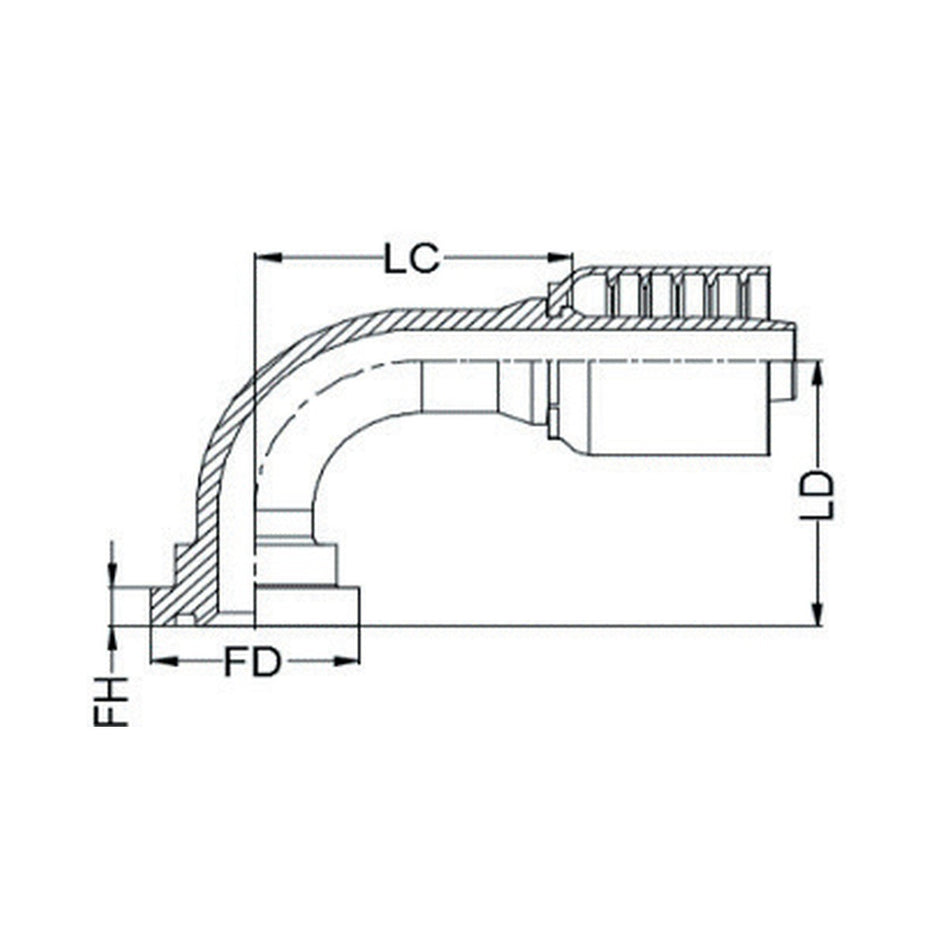 SAE CODE 62 J SERIES (HIGH PRESSURE) | 90¡ Swept - PRODUCT IMAGE