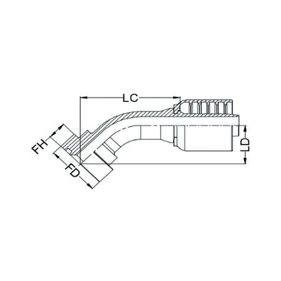 SAE CODE 62 J SERIES (HIGH PRESSURE) | 45¡ Swept - PRODUCT IMAGE