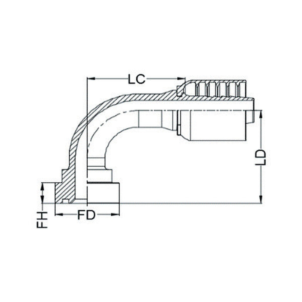SAE CODE 62 J SERIES (HIGH PRESSURE) | 90¡ Swept - PRODUCT IMAGE
