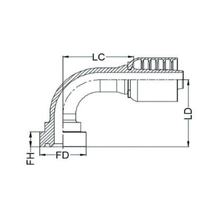 SAE CODE 62 J SERIES (HIGH PRESSURE) | 90¡ Swept - PRODUCT IMAGE