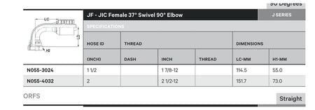 JIC N SERIES (HIGH PRESSURE) | Female 90¡ - TECHNICAL DETAILS