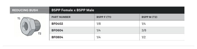 REDUCING BUSH | BSPP FEMALE X BSPP MALE - TECHNICAL DETAILS