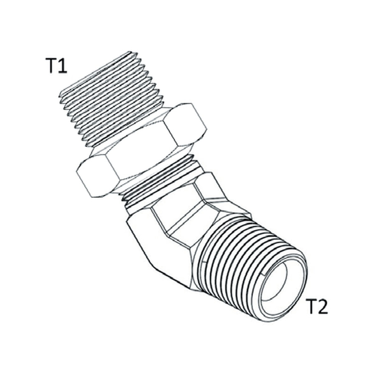 ELBOW BLOCK | BSPP MALE X BSPT MALE 45° - PRODUCT IMAGE