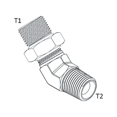 ELBOW BLOCK | BSPP MALE X BSPT MALE 45° - PRODUCT IMAGE