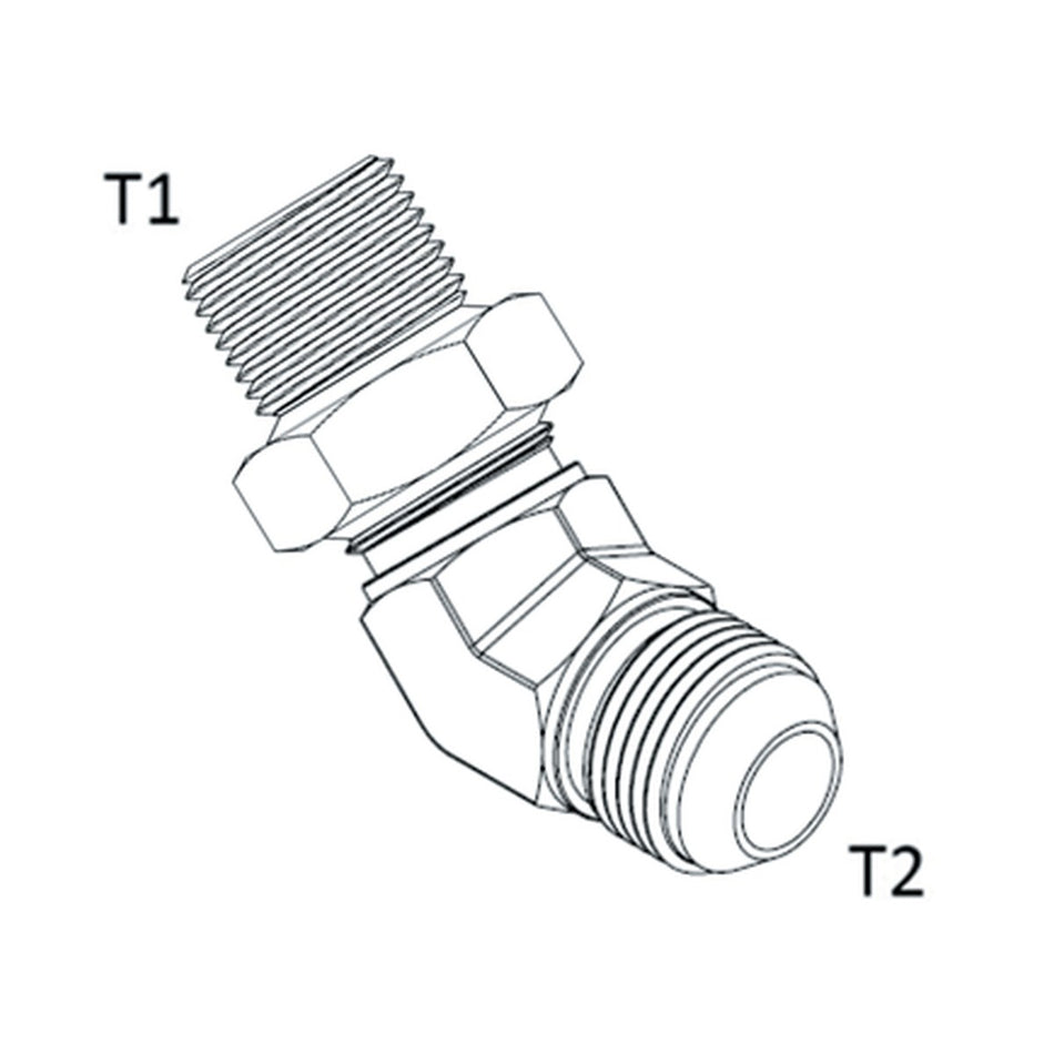 ELBOW BLOCK | BSPP MALE X JIC MALE 45° - PRODUCT IMAGE