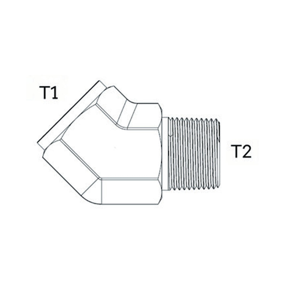 ELBOW BLOCK | BSPT FEMALE SOLID X BSPT MALE 45° - PRODUCT IMAGE