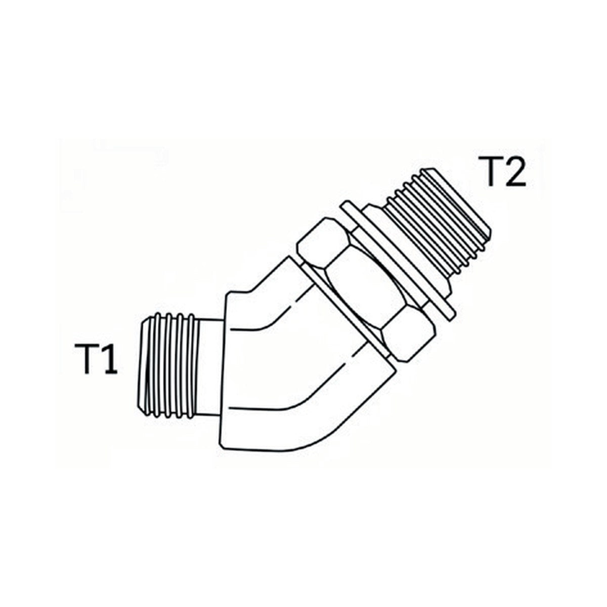 ELBOW BLOCK | UNO MALE X ORFS MALE - 45° - PRODUCT IMAGE