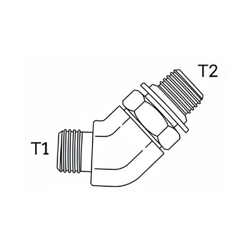 ELBOW BLOCK | UNO MALE X ORFS MALE - 45° - PRODUCT IMAGE