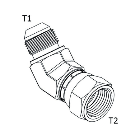 ELBOW TUBE | JIC FEMALE SWIVEL X JIC MALE - 45° - PRODUCT IMAGE