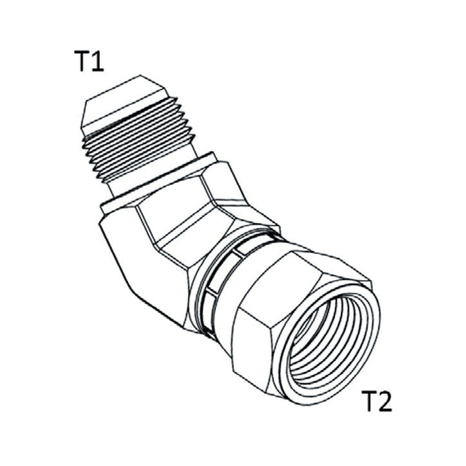 ELBOW TUBE | JIC FEMALE SWIVEL X JIC MALE - 45° - PRODUCT IMAGE