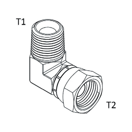 ELBOW BLOCK | BSPP FEMALE SWIVEL X BSPT MALE - 90° - PRODUCT IMAGE