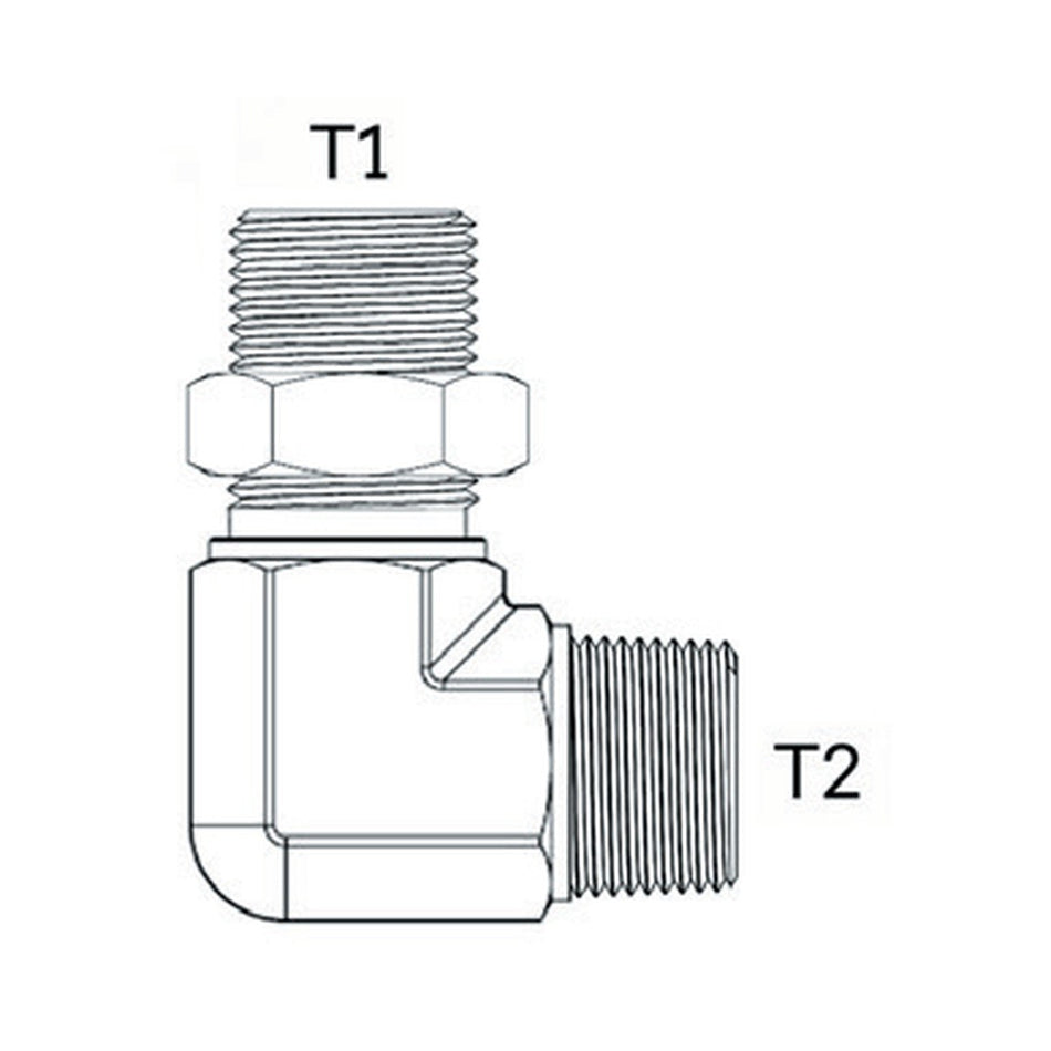 ELBOW BLOCK | BSPP MALE X BSPT MALE - 90° - PRODUCT IMAGE