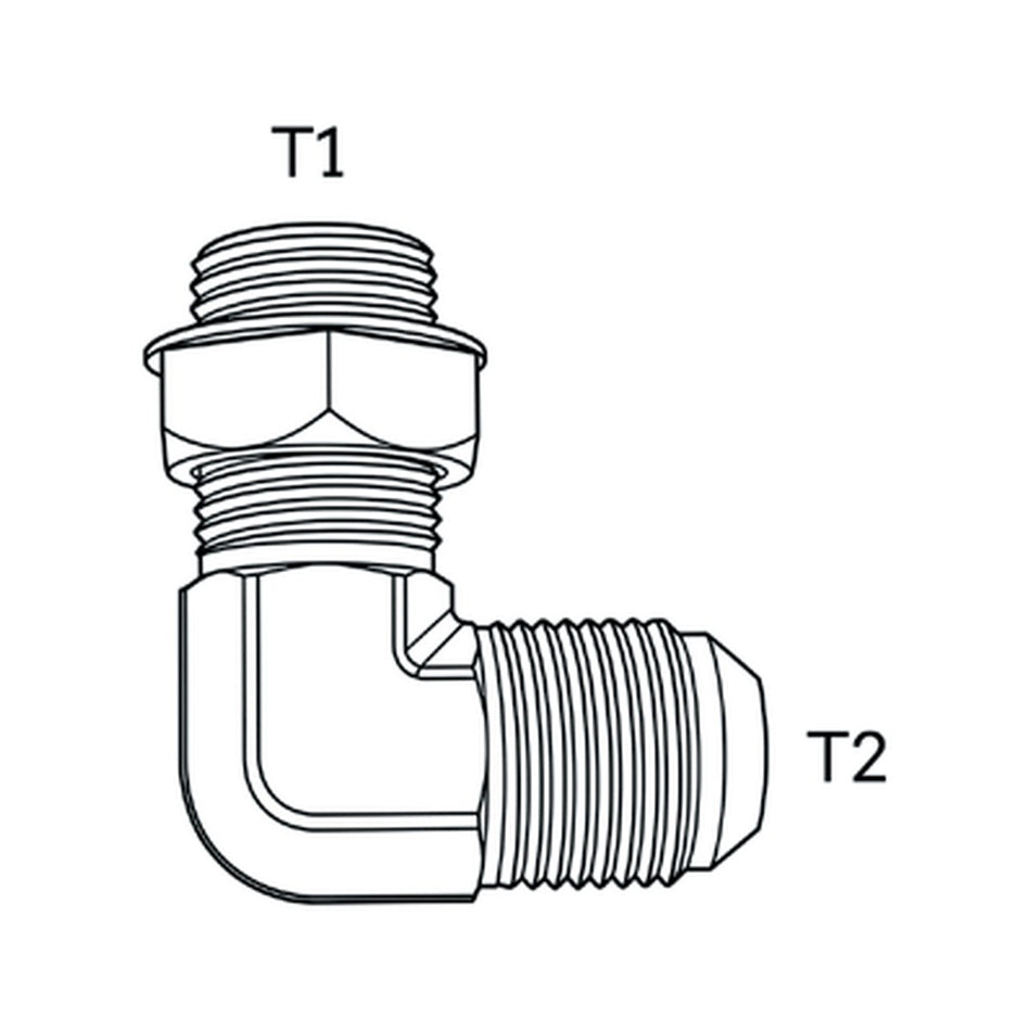 ELBOW BLOCK | BSPP MALE X JIC MALE - 90° - PRODUCT IMAGE