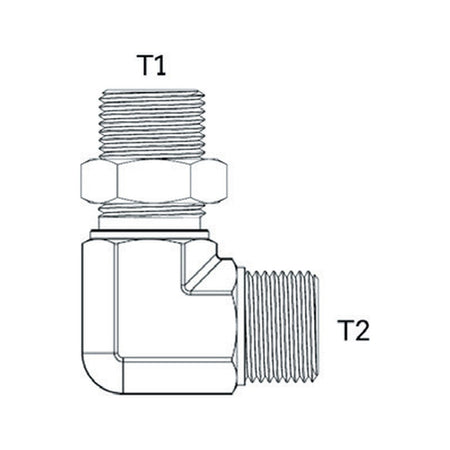 ELBOW BLOCK | BSPP MALE X ORFS MALE - 90° - PRODUCT IMAGE