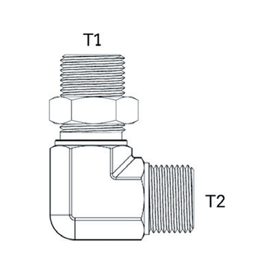 ELBOW BLOCK | BSPP MALE X ORFS MALE - 90° - PRODUCT IMAGE