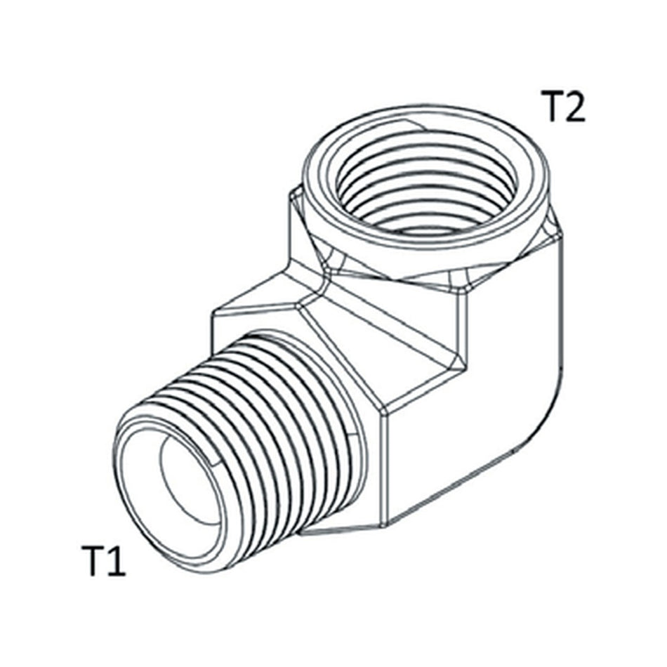 ELBOW BLOCK | BSPT FEMALE SOLID X BSPT MALE - 90° - PRODUCT IMAGE