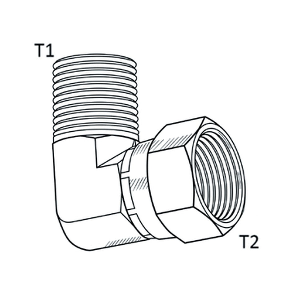 ELBOW BLOCK | BSPT MALE X JIC FEMALE SWIVEL - 90° - PRODUCT IMAGE