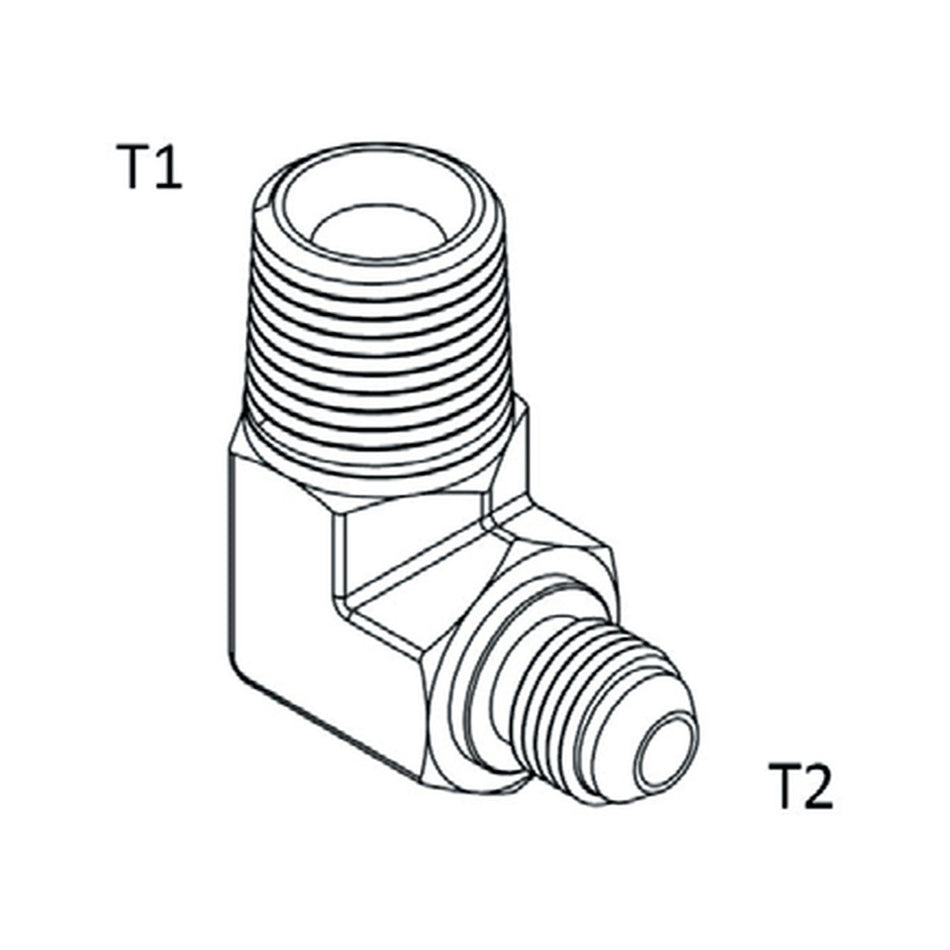 ELBOW BLOCK | BSPT MALE X JIC MALE - 90° - PRODUCT IMAGE