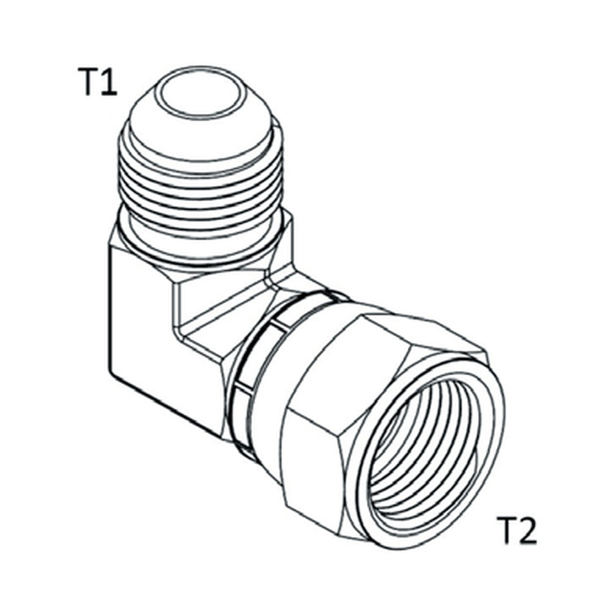 ELBOW BLOCK | JIC FEMALE SWIVEL X JIC MALE - 90° - PRODUCT IMAGE