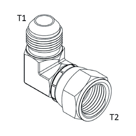 ELBOW BLOCK | JIC FEMALE SWIVEL X JIC MALE - 90° - PRODUCT IMAGE