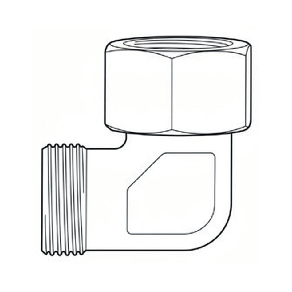 ELBOW BLOCK | METRIC TUBE FEMALE SWIVEL X METRIC TUBE MALE - 90° - PRODUCT IMAGE