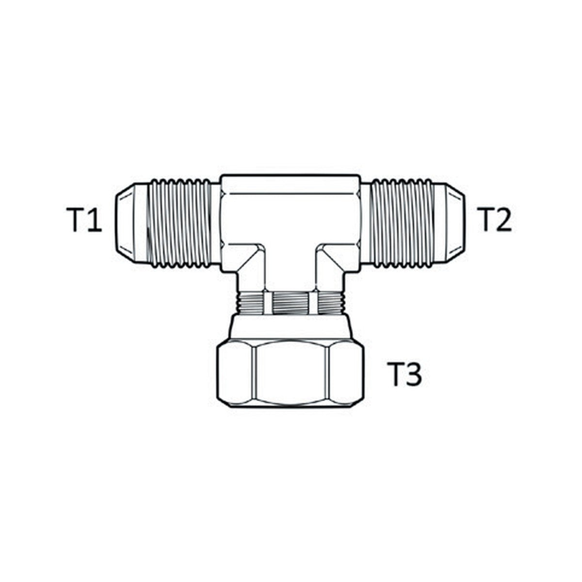 TEE PIECE | BSPT MALE X BSPT MALE X BSPP FEMALE SWIVEL - BRANCH TEE - PRODUCT IMAGE