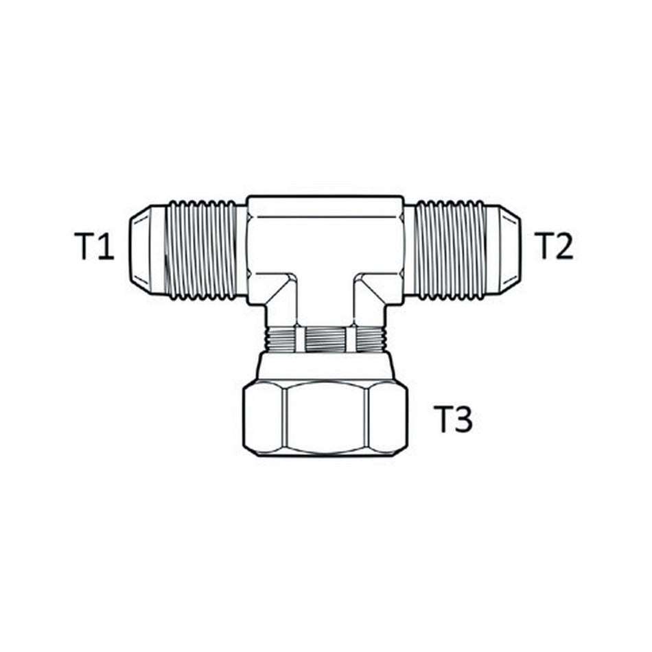 TEE PIECE | BSPT MALE X BSPT MALE X BSPP FEMALE SWIVEL - BRANCH TEE - PRODUCT IMAGE