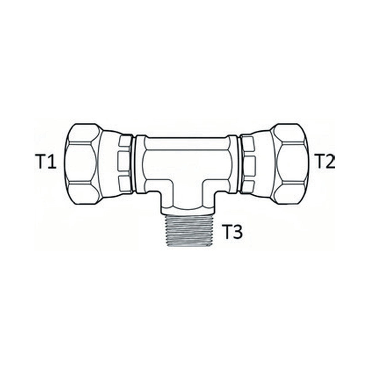 TEE PIECE | JIC MALE X JIC MALE X BSPP MALE - BRANCH TEE - PRODUCT IMAGE