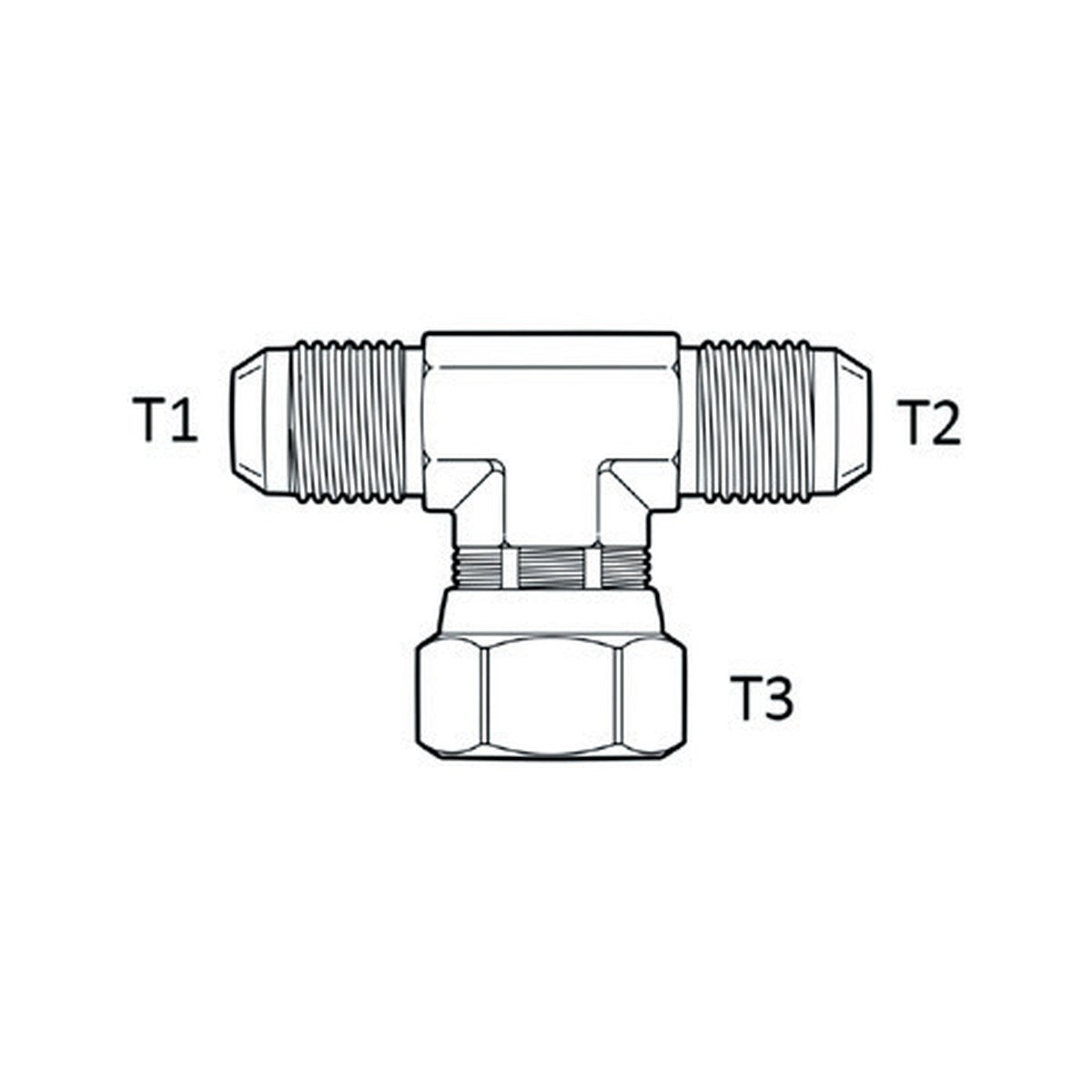 TEE PIECE | JIC MALE X JIC MALE X JIC FEMALE SWIVEL - BRANCH TEE - PRODUCT IMAGE