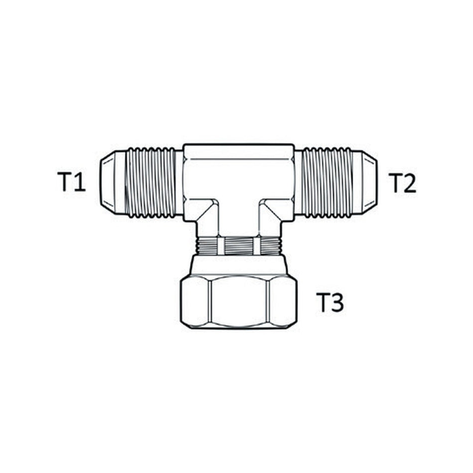 TEE PIECE | JIC MALE X JIC MALE X JIC FEMALE SWIVEL - BRANCH TEE - PRODUCT IMAGE