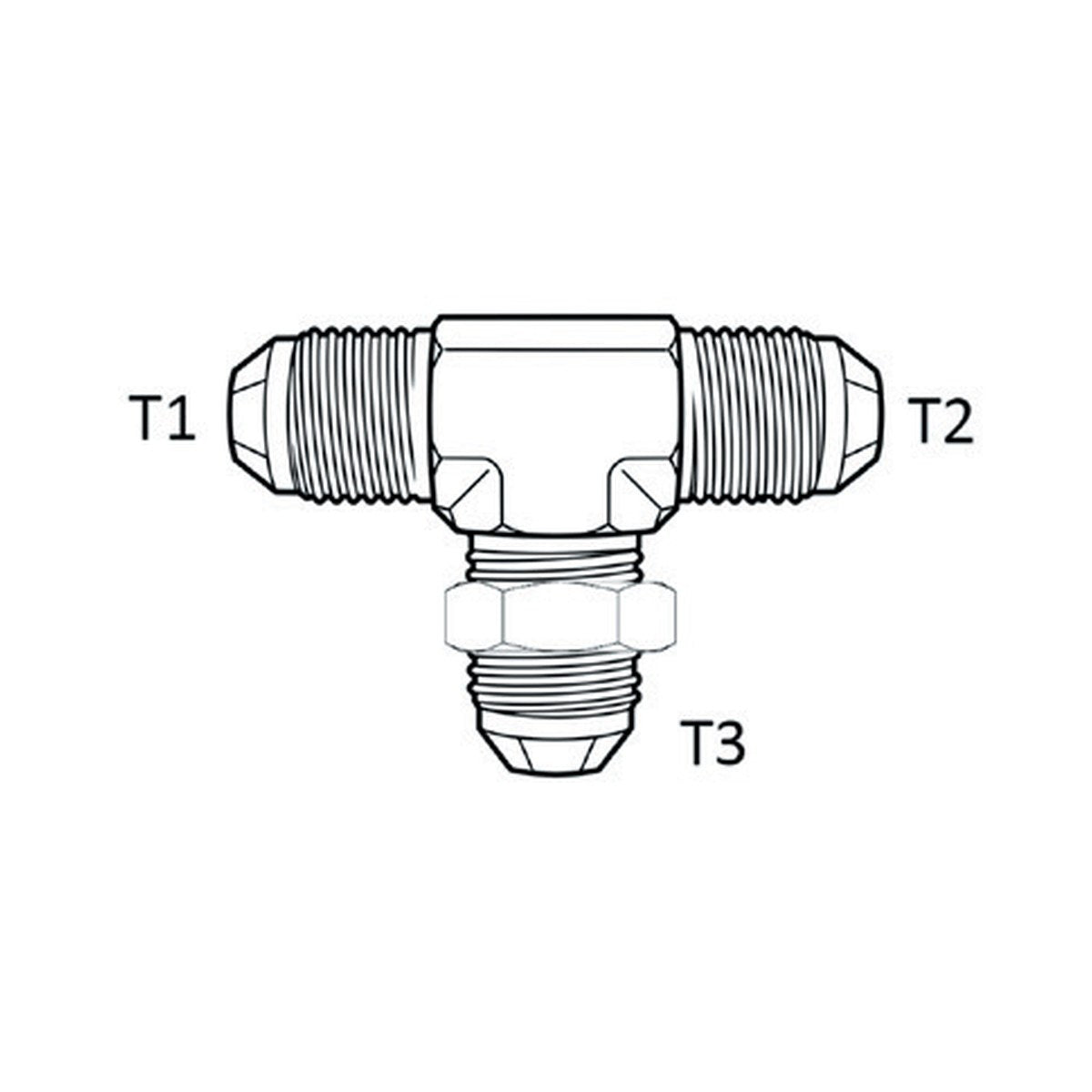 TEE PIECE | JIC MALE X JIC MALE X JIC BULKHEAD MALE - BRANCH TEE - PRODUCT IMAGE