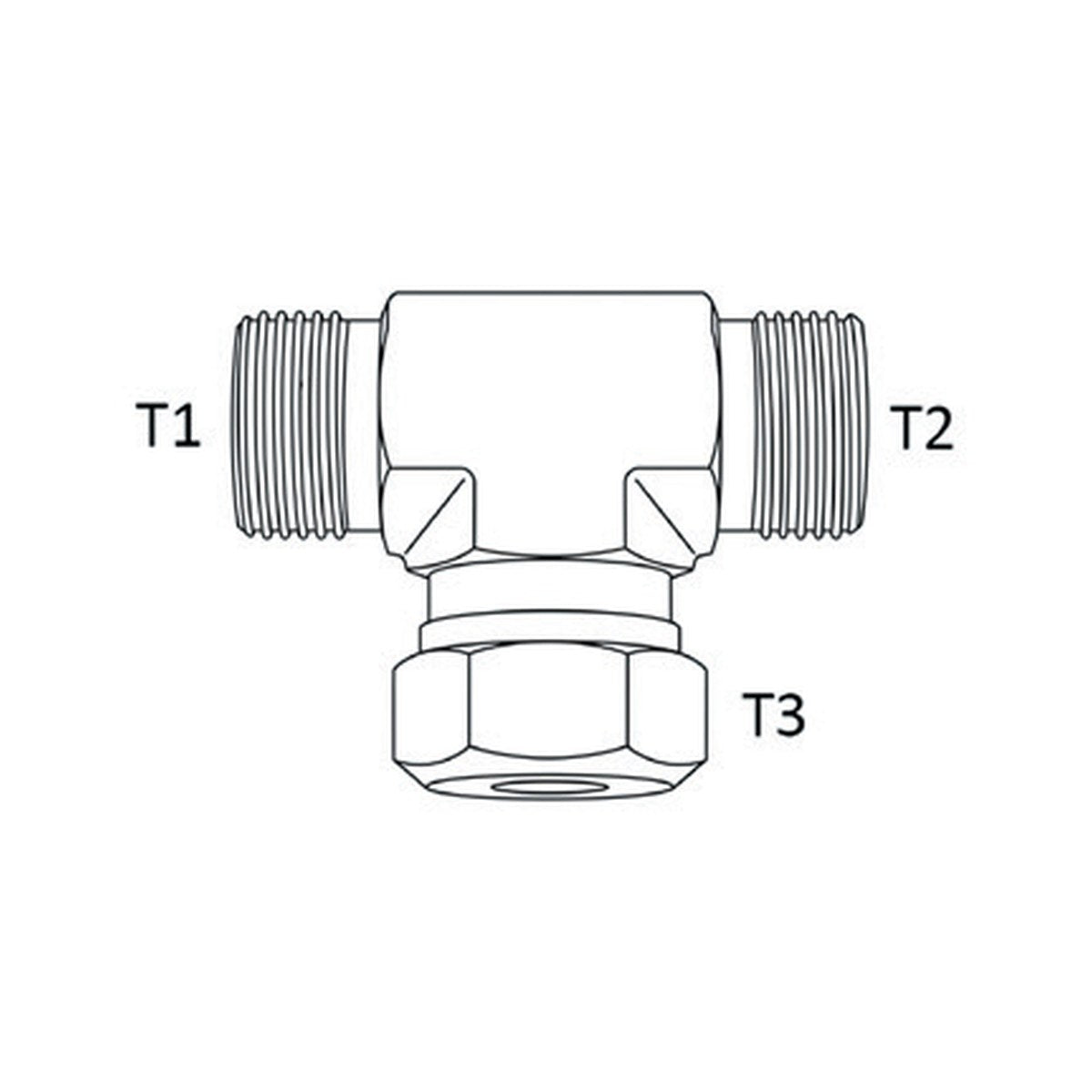 TEE PIECE | ORFS MALE X ORFS MALE X ORFS FEMALE SWIVEL - BRANCH TEE - PRODUCT IMAGE
