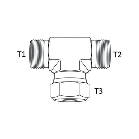 TEE PIECE | ORFS MALE X ORFS MALE X ORFS FEMALE SWIVEL - BRANCH TEE - PRODUCT IMAGE