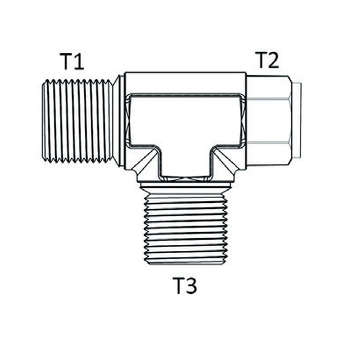 TEE PIECE | BSPP FEMALE SOLID X BSPP MALE X BSPP MALE - RUN TEE - PRODUCT IMAGE