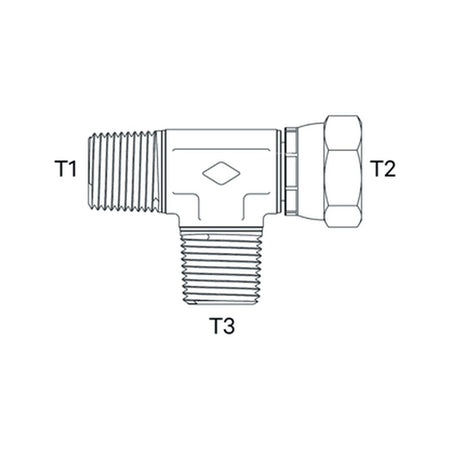TEE PIECE | BSPP FEMALE SWIVEL X BSPT MALE X BSPT MALE - RUN TEE - PRODUCT IMAGE