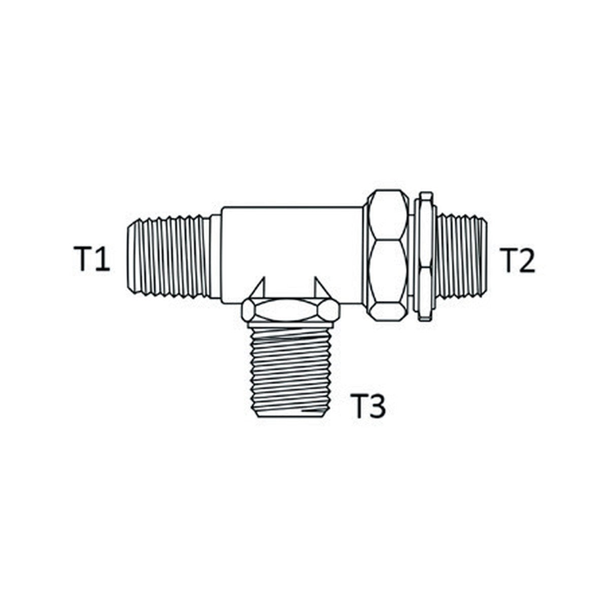 TEE PIECE | BSPP MALE X BSPT MALE X BSPT MALE - RUN TEE - PRODUCT IMAGE