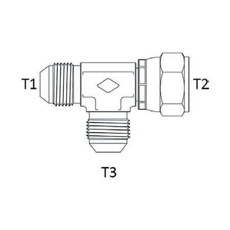TEE PIECE | JIC FEMALE SWIVEL X JIC MALE X JIC MALE - RUN TEE - PRODUCT IMAGE