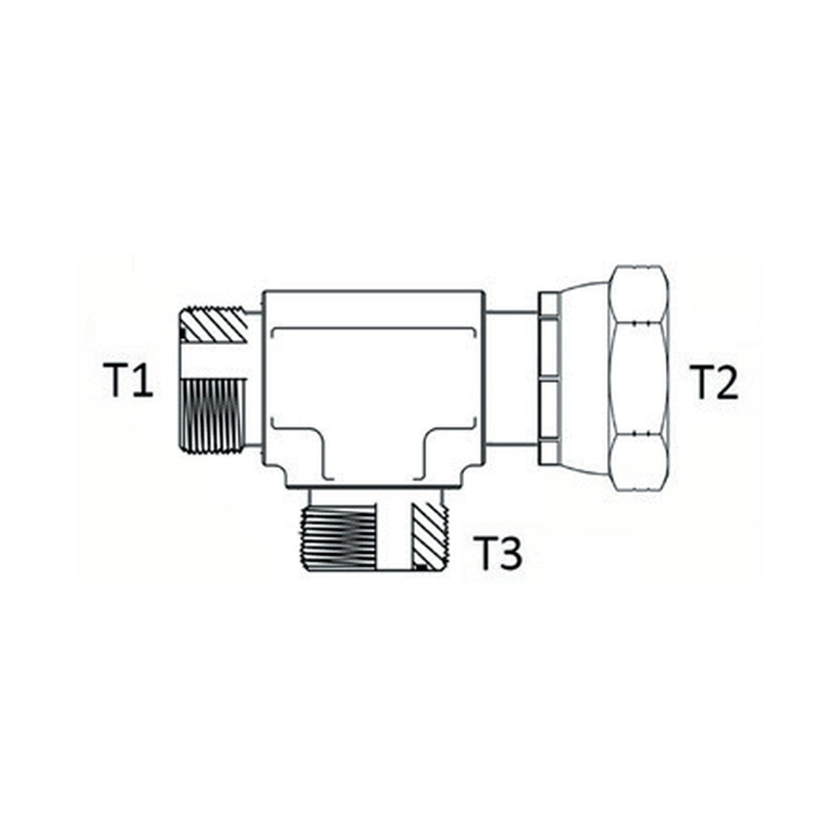 TEE PIECE | ORFS FEMALE SWIVEL X ORFS MALE X ORFS MALE - RUN TEE - PRODUCT IMAGE