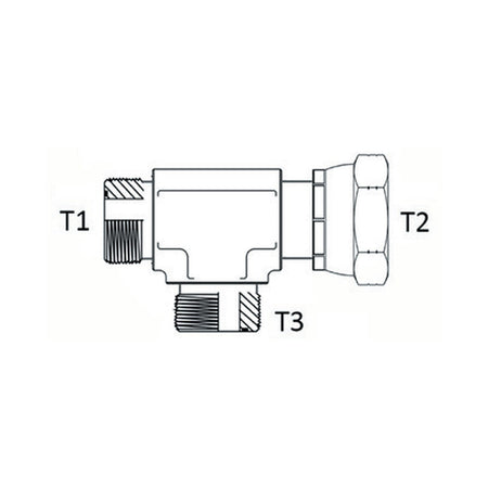 TEE PIECE | ORFS FEMALE SWIVEL X ORFS MALE X ORFS MALE - RUN TEE - PRODUCT IMAGE