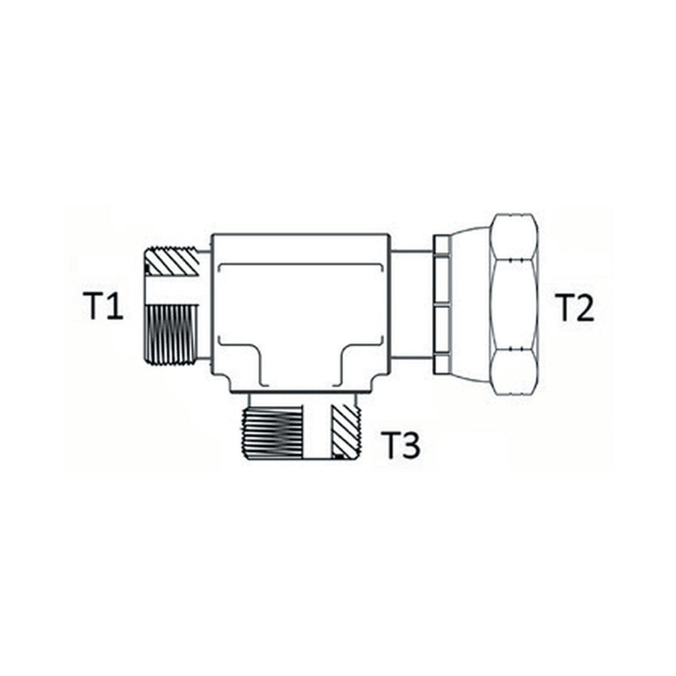 TEE PIECE | ORFS FEMALE SWIVEL X ORFS MALE X ORFS MALE - RUN TEE - PRODUCT IMAGE
