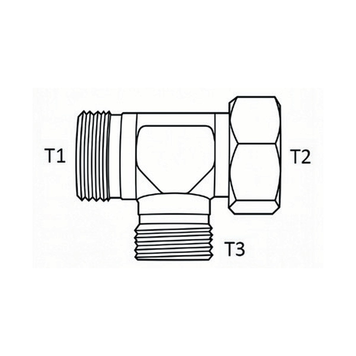 TEE PIECE | METRIC TUBE FEMALE SWIVEL X METRIC TUBE MALE RUN TEE - PRODUCT IMAGE
