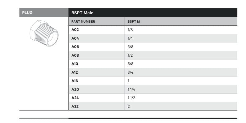 PLUG | BSPT MALE - TECHNICAL DETAILS