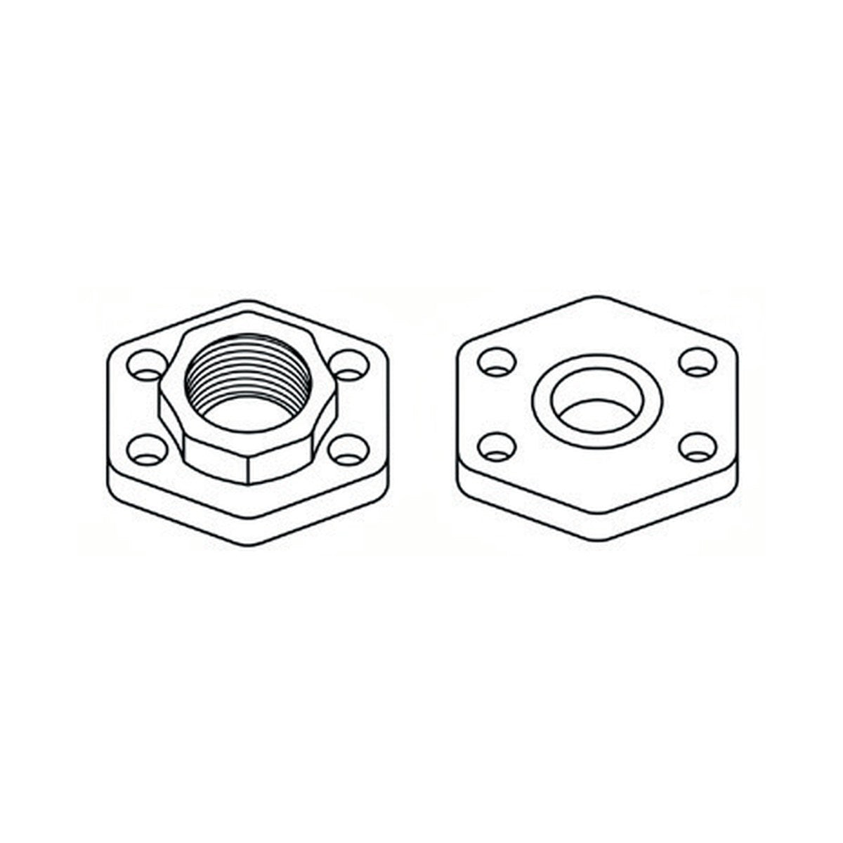 FLANGE BLOCK | CODE 62 FLANGE BLOCK X BSPP FEMALE WITH O'RING GROOVE - PRODUCT IMAGE