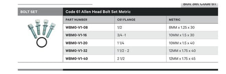 BOLT SET | CODE 61 ALLEN HEAD BOLT SET METRIC - TECHNICAL DETAILS